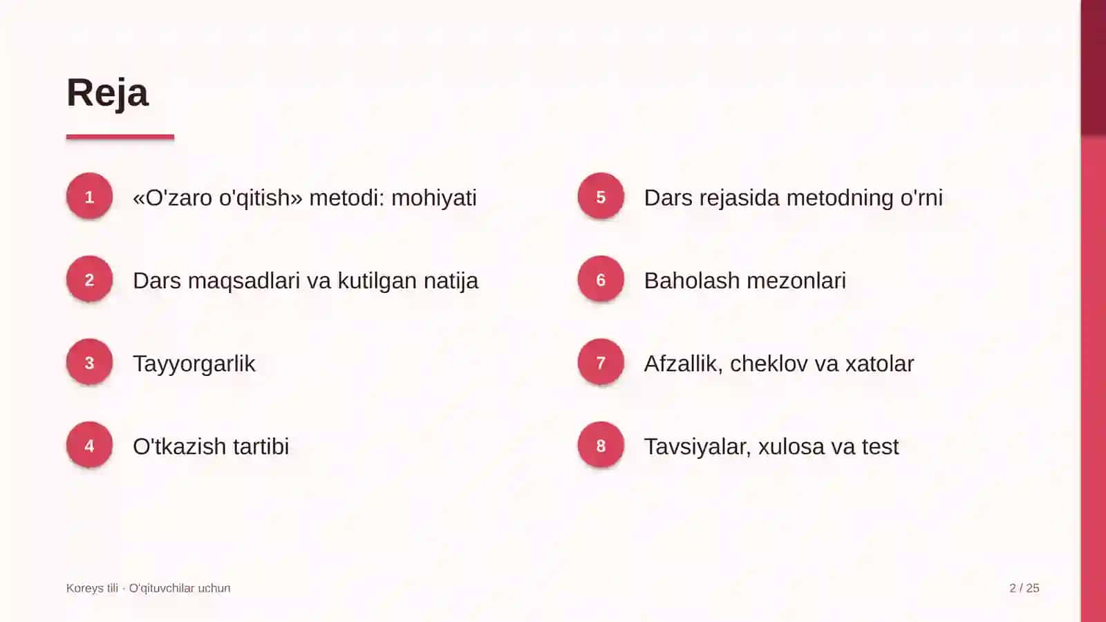 koreys tili darslarida o'zaro o'qitish metodidan foydalanish 6643 2