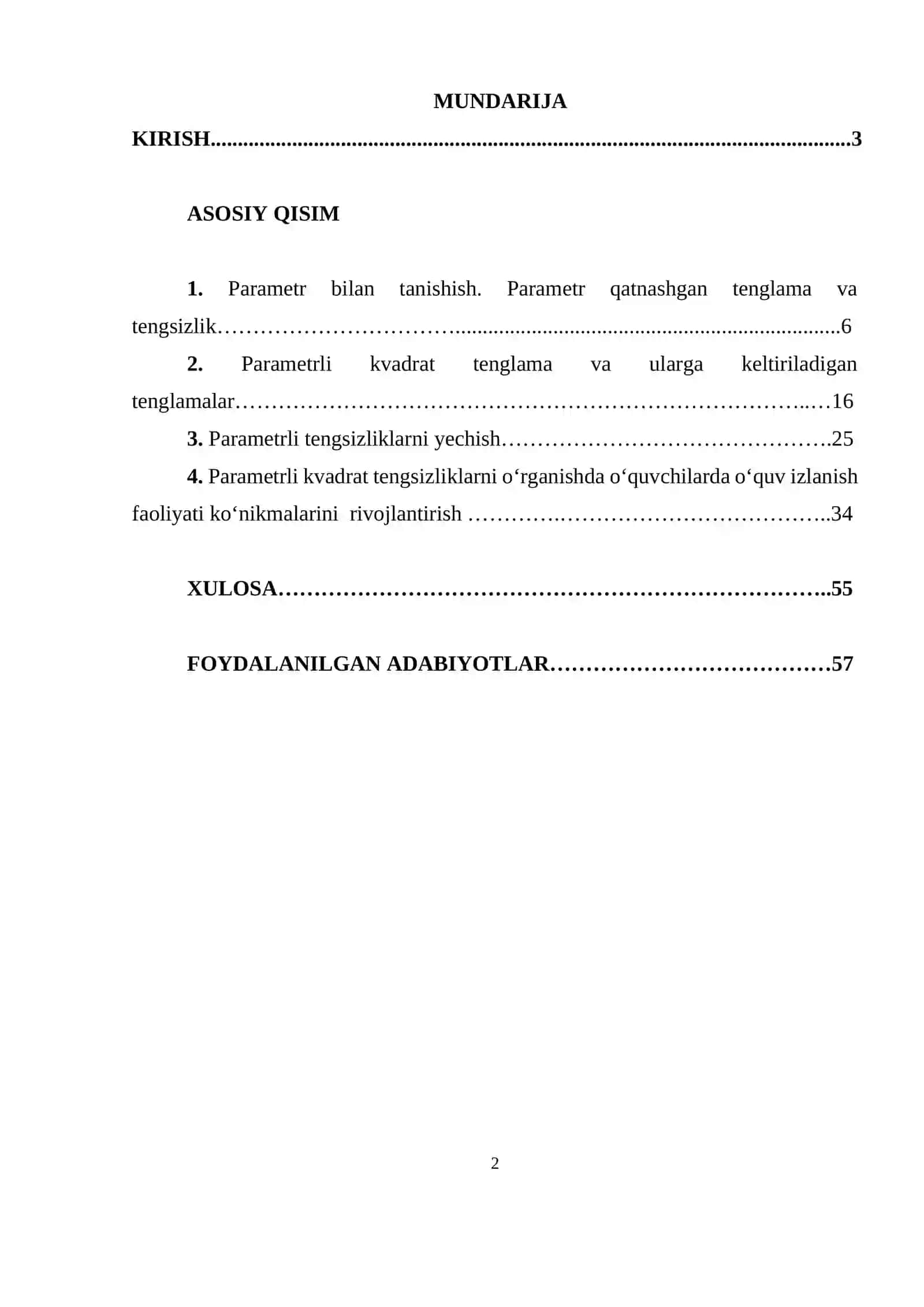 PARAMETRLI KVADRAT TENGSIZLIKLAR MAVZUSINI ÒQITISH 2