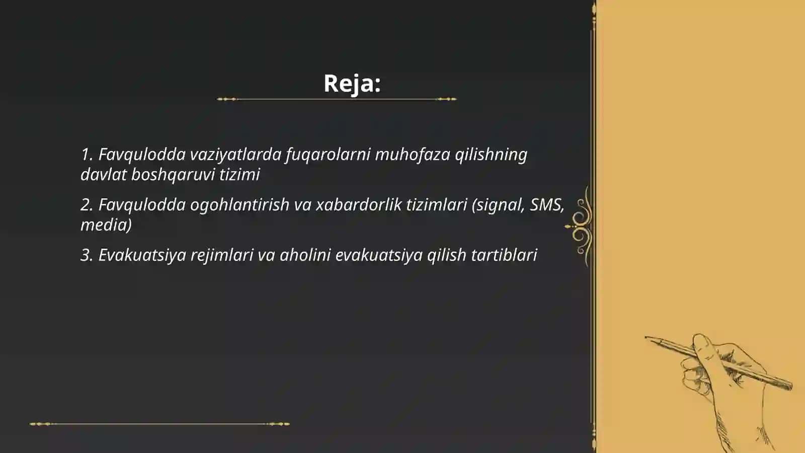 Favqulodda vaziyatlarda fuqaro muhofazasi, ogohlantirish va harakat qilish davlat tizimi 2