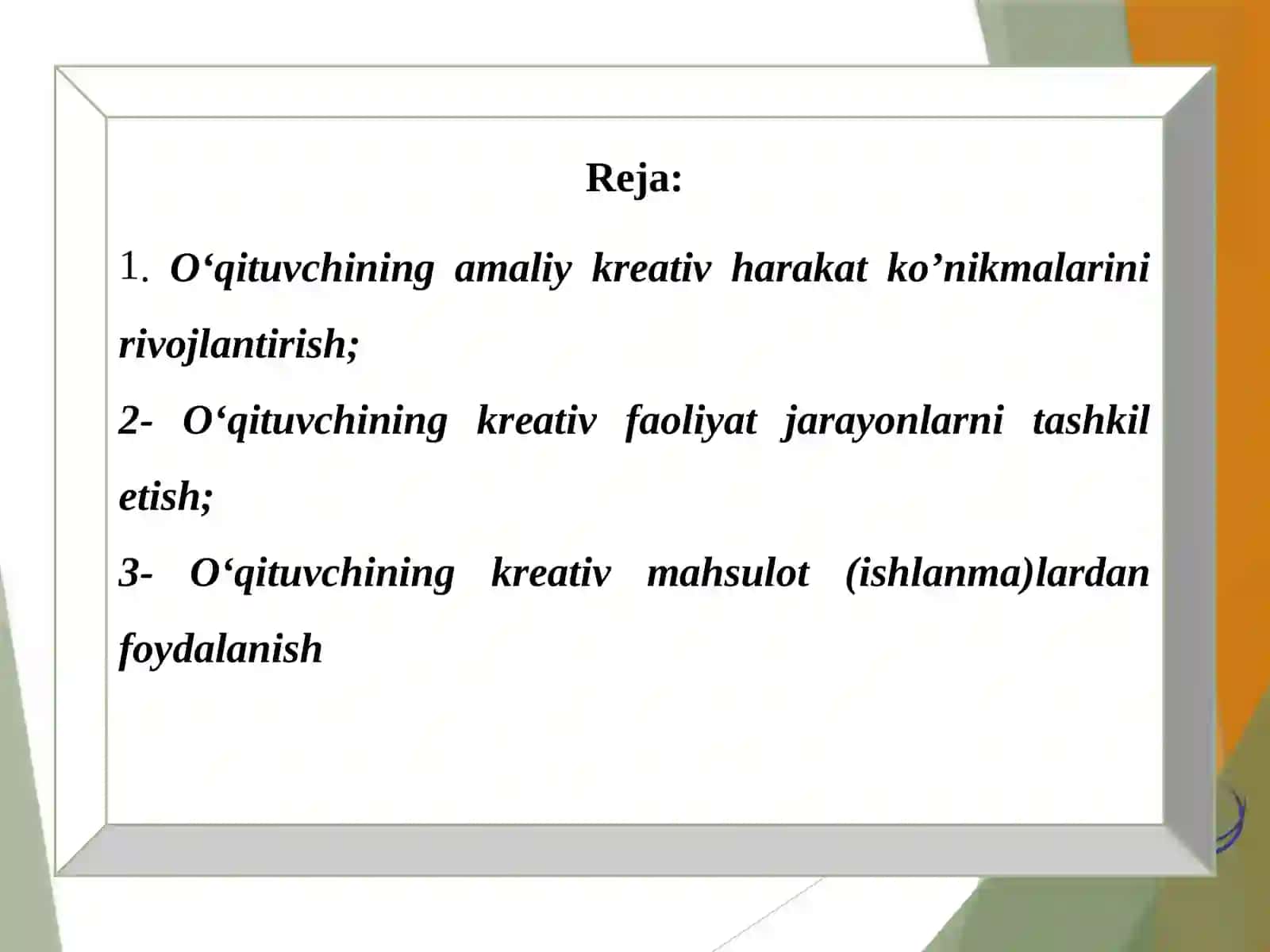 Oʻqituvchining kreativ mahsulot (ishlanma)lardan foydalanish 2