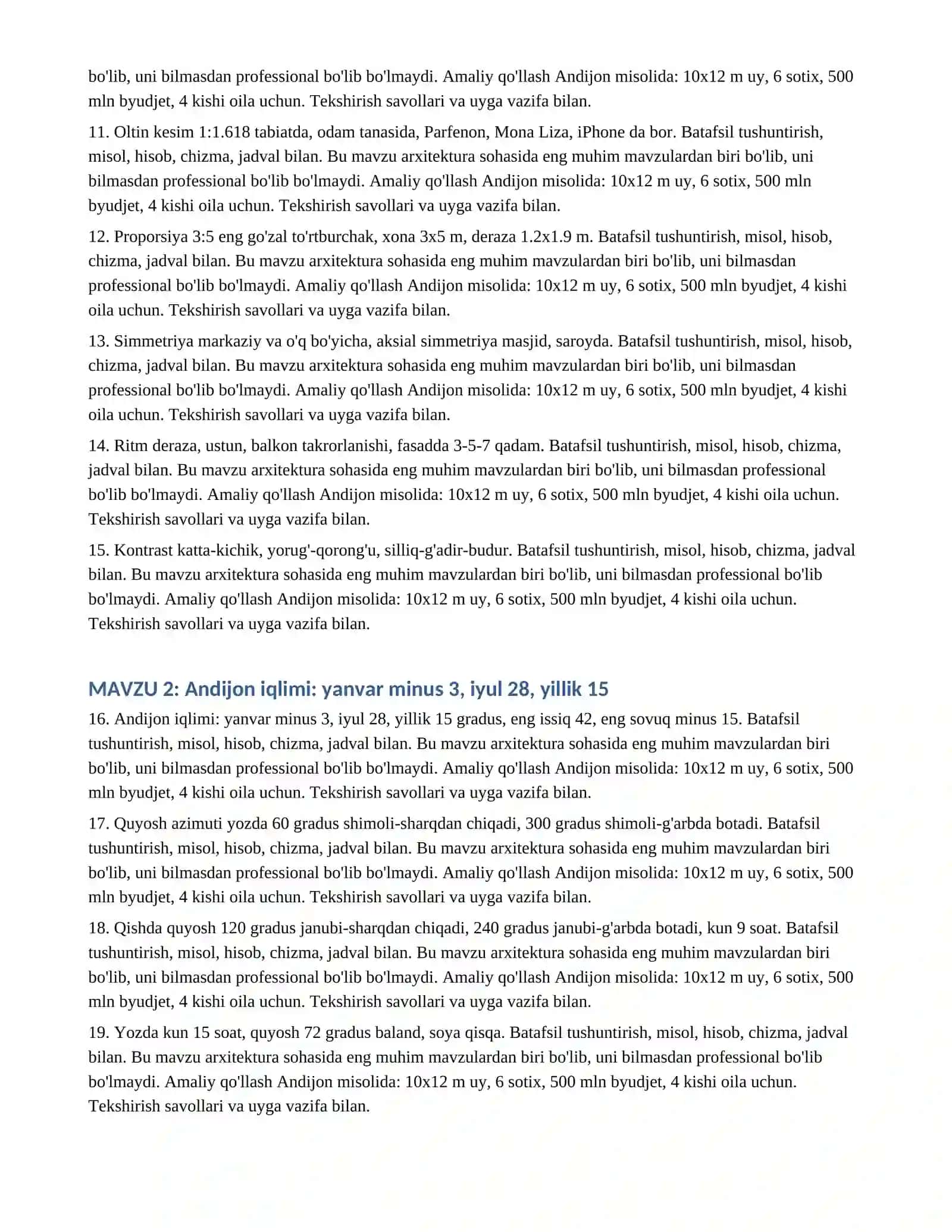 Arxitektura 0 Dan boshlab 2