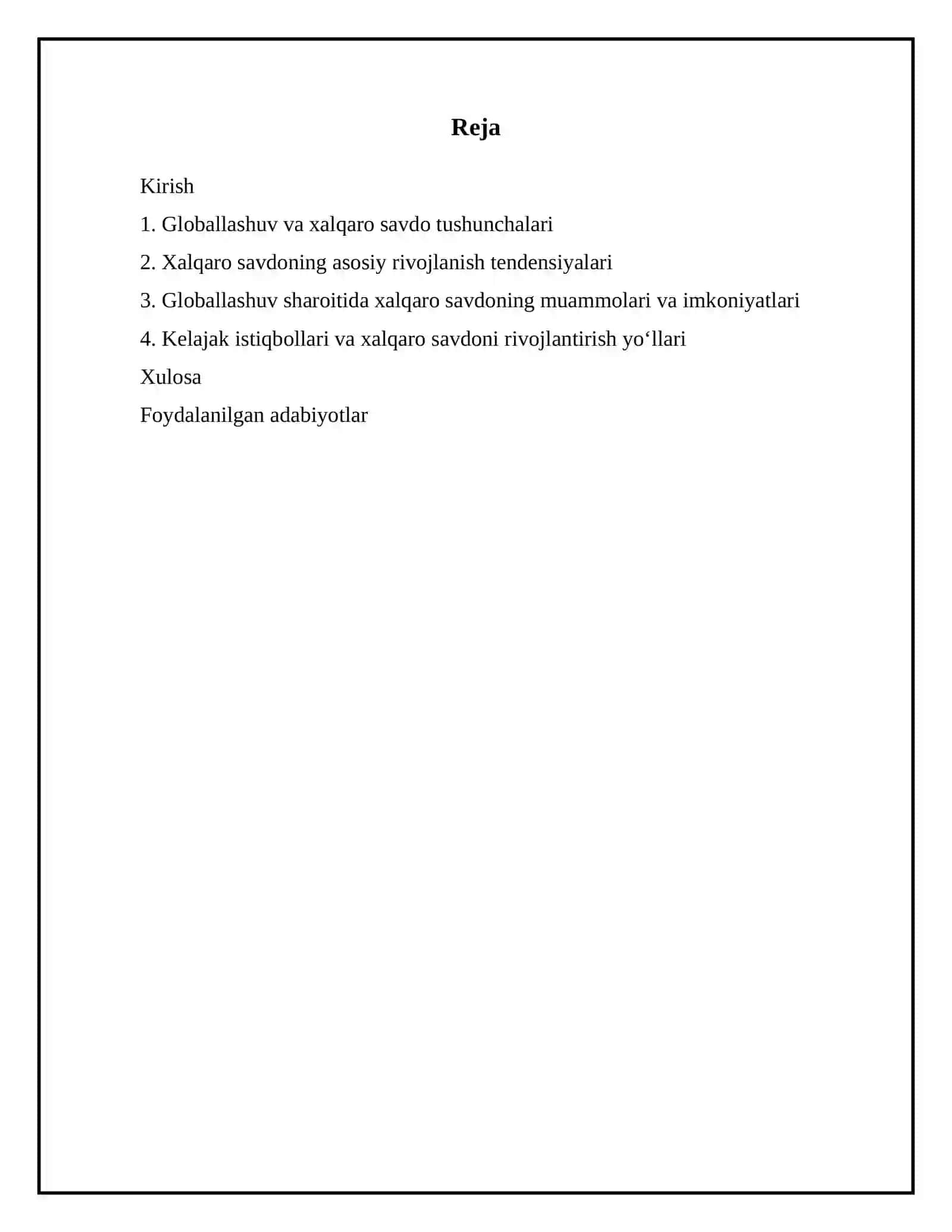 Globallashuv sharoitida xalqaro savdoning rivojlanish tendensiyalari 2