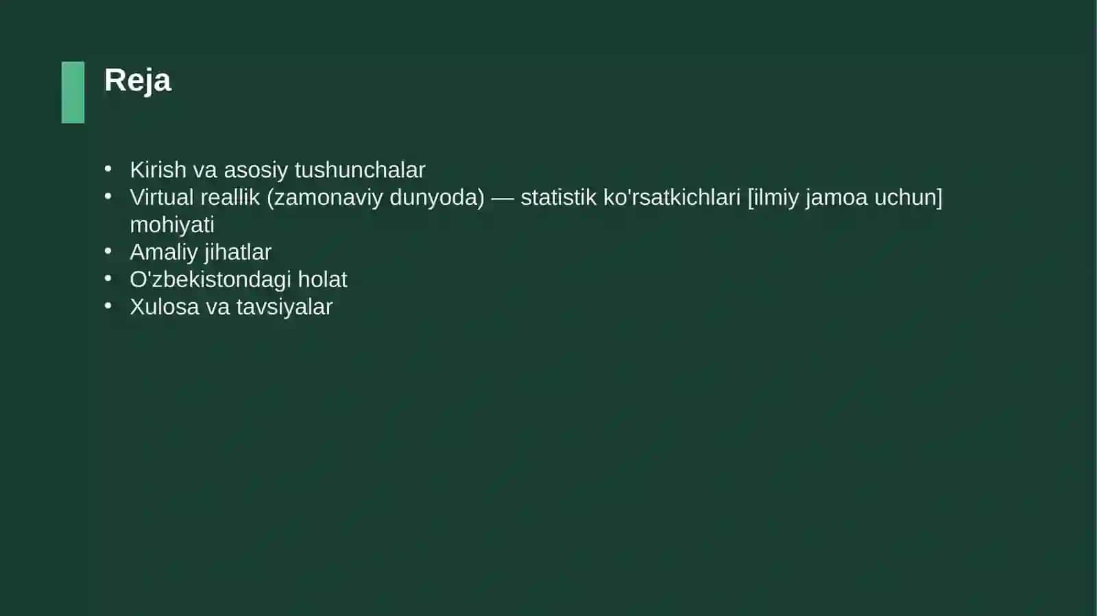 Virtual reallik (zamonaviy dunyoda) — statistik ko'rsatkichlari [ilmiy jamoa uchun] 2