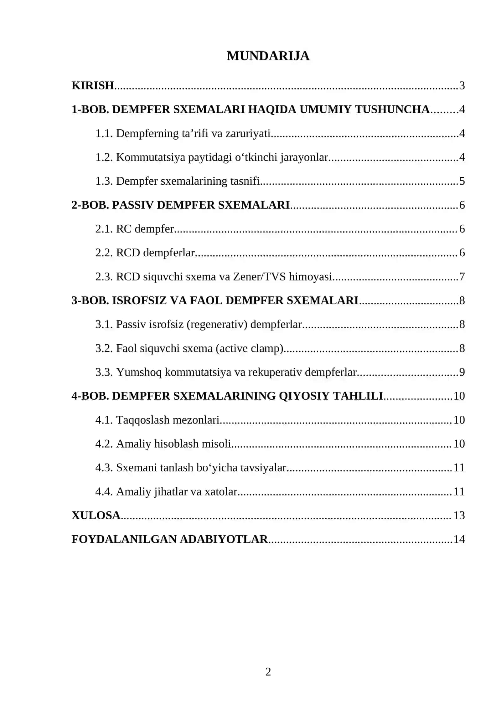 DEMPFER SXEMALARINING QIYOSIY TAHLILI 2