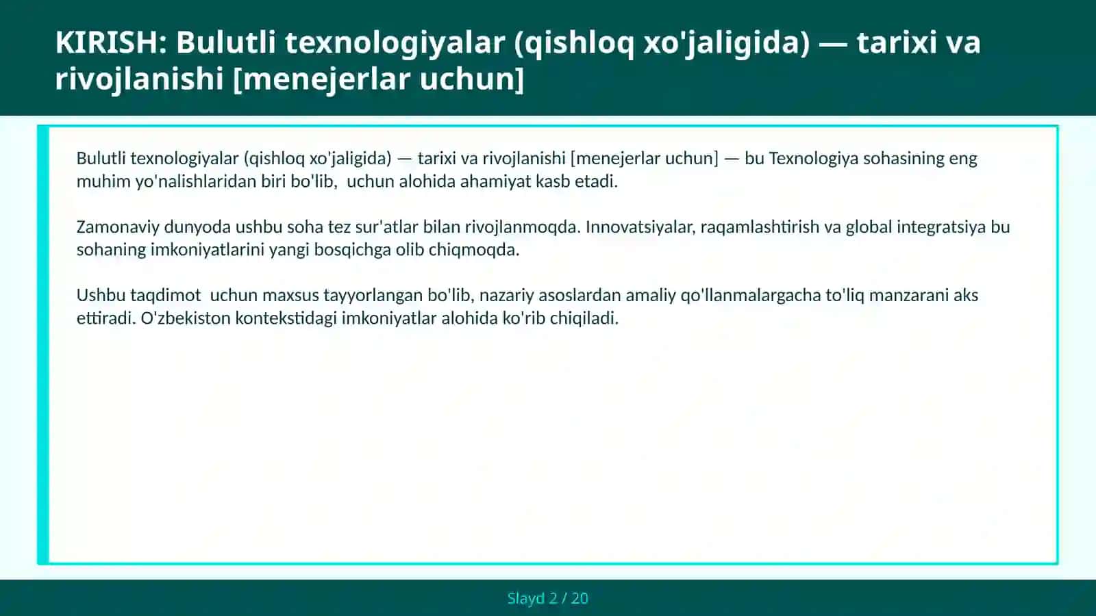 Bulutli texnologiyalar (qishloq xo'jaligida) — tarixi va rivojlanishi [menejerlar uchun] 2