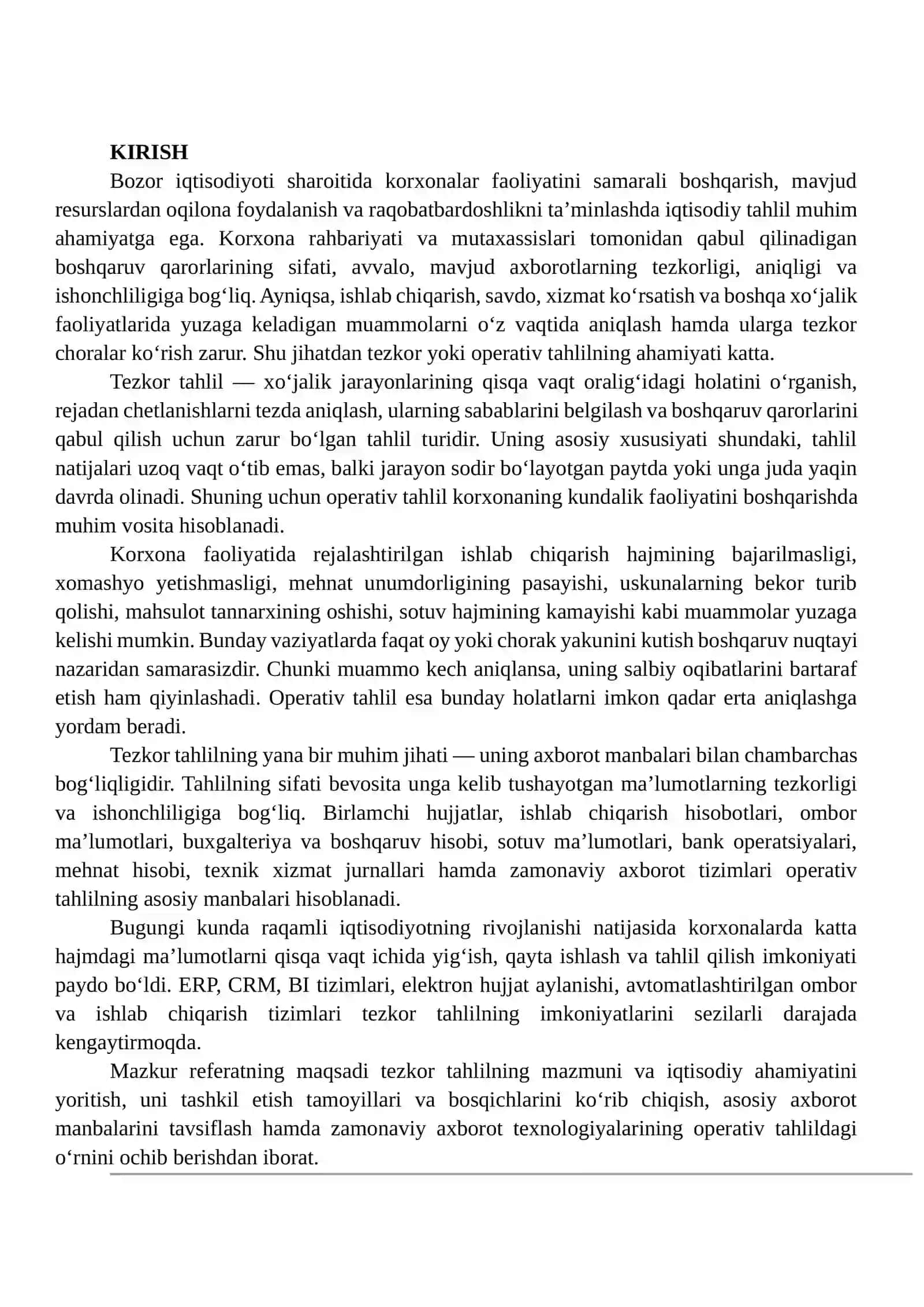 Tezkor (Operativ) Tahlilni Tashkil Etish va Uning Asosiy Axborot Manbalari 2