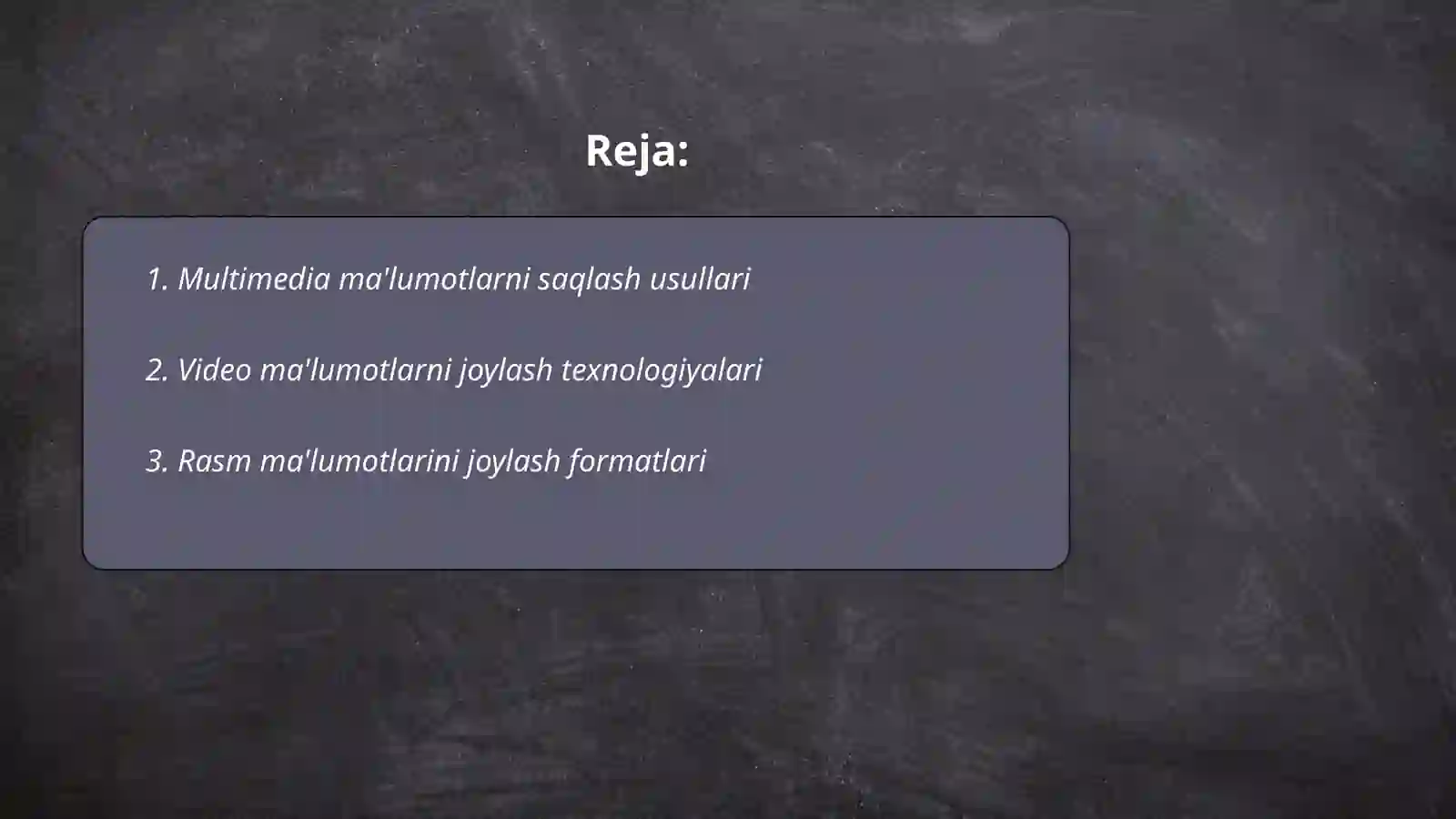 Multimedia ma’lumotlarini joylash 2