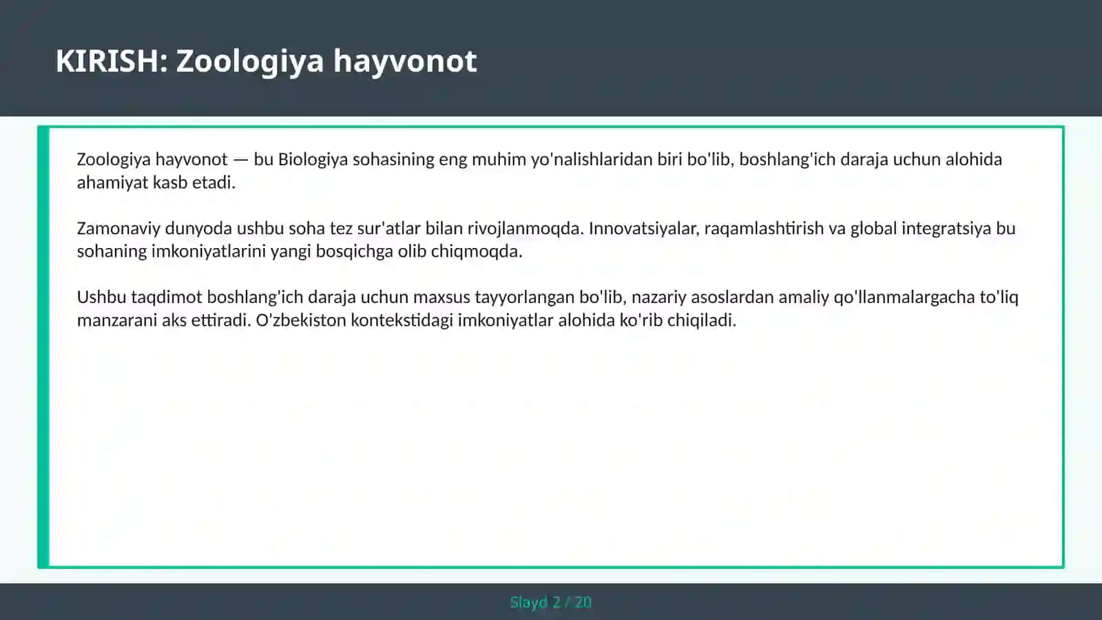 Zoologiya hayvonot 2