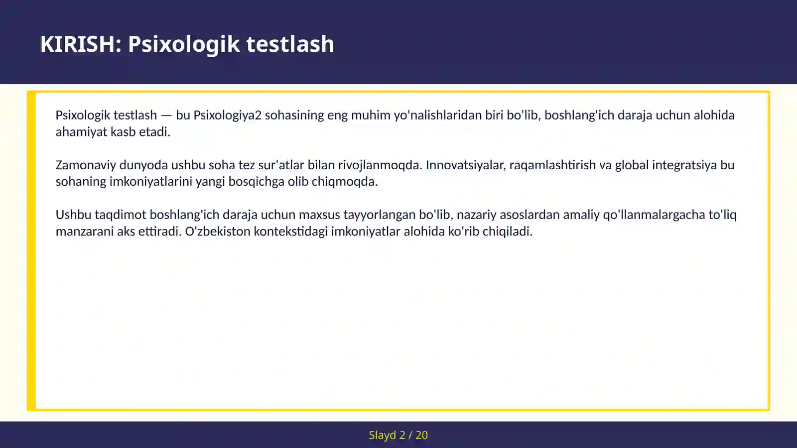 Psixologik Testlash 2