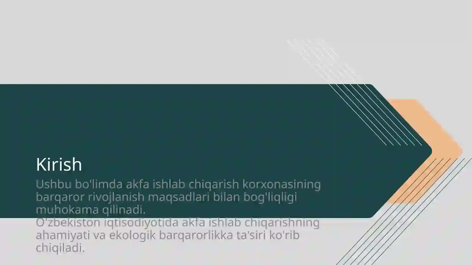 Barqaror rivojlanish maqsadlari va akfa ishlab chiqarish korxonasi 2