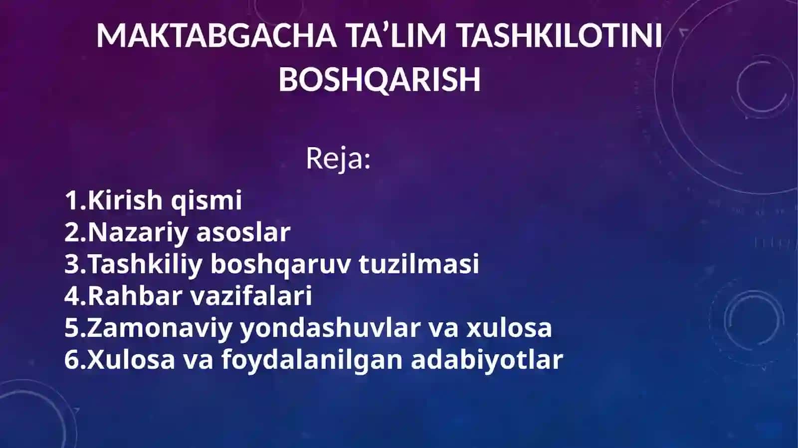 Maktabgacha ta'lim tashkilotini boshqarish 2