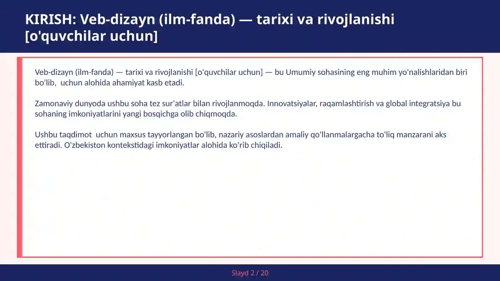 Veb-dizayn (ilm-fanda) — tarixi va rivojlanishi [o'quvchilar uchun] 2