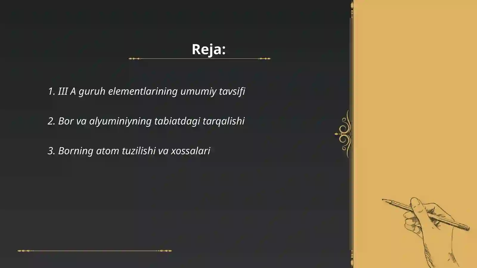 III A guruh elementlari B Al misolida 2