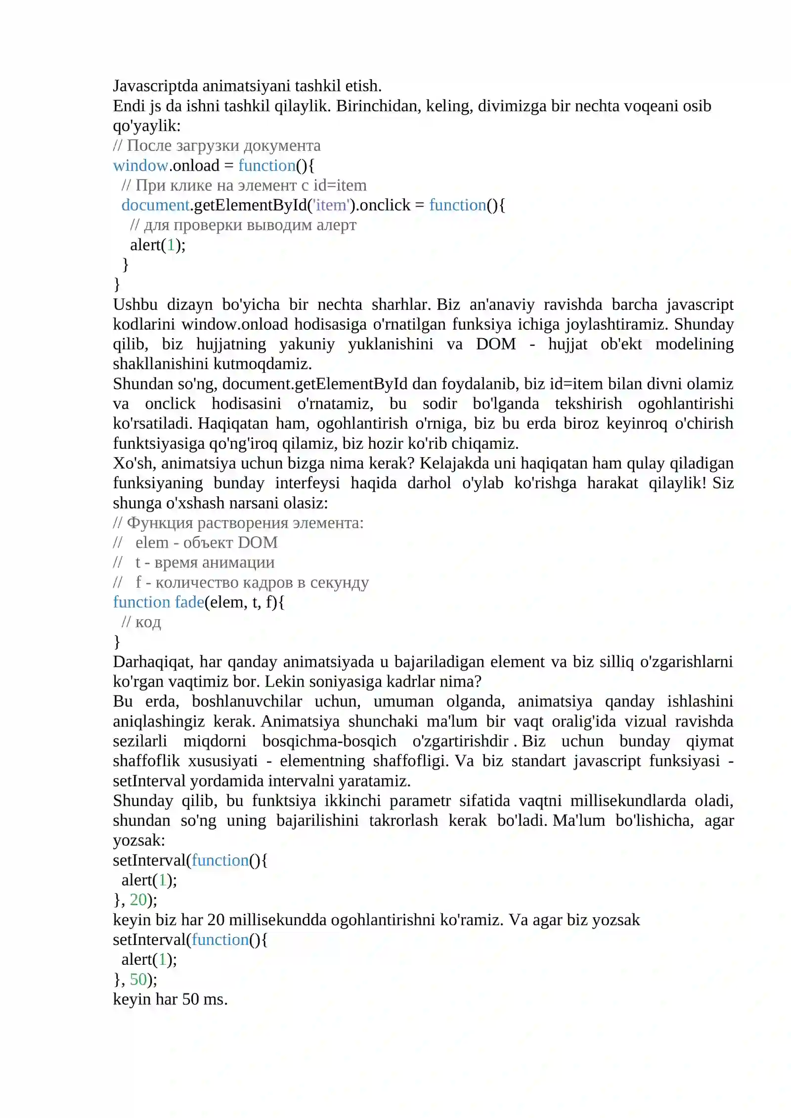 JavaScript da animatsiya 2