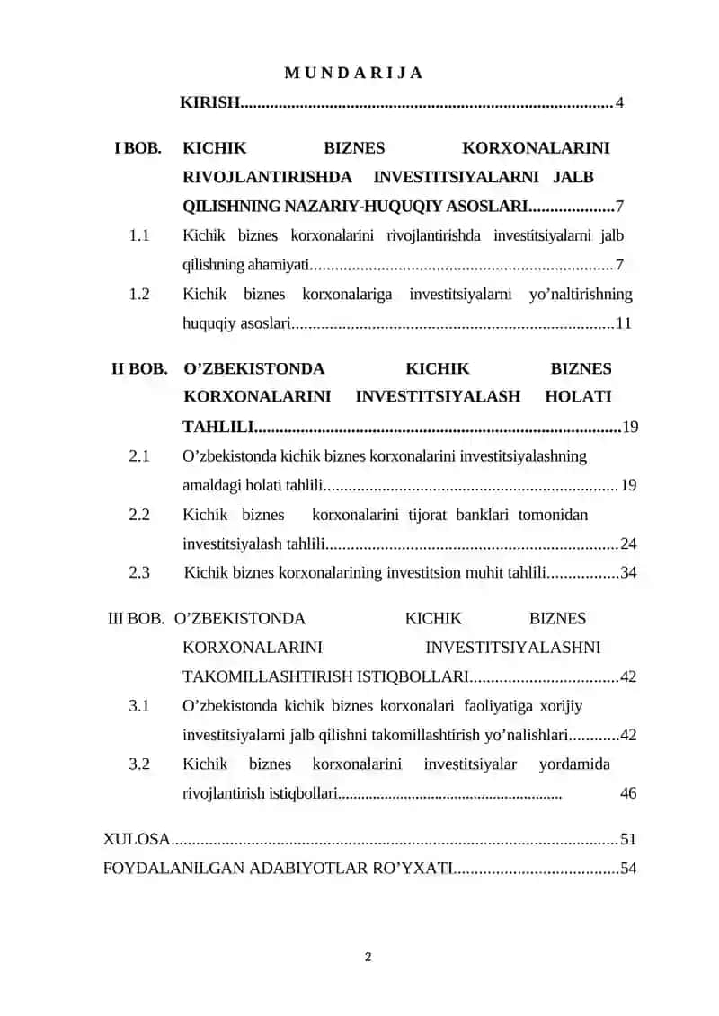 KICHIK BIZNES KORXONALARINI RIVOJLANTIRISHDA INVESTITSIYALARNI JALB QILISHNING AHAMIYATI 2