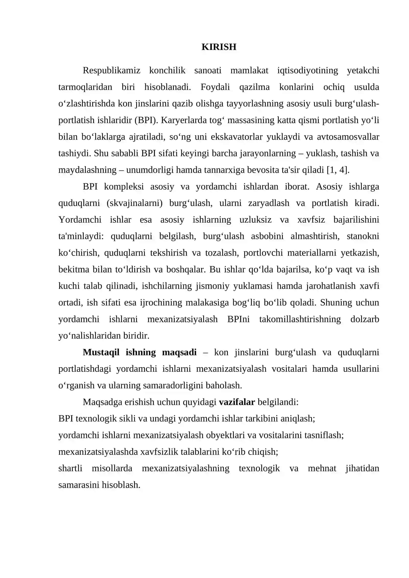 Kon jinslarini burgʻulash va skvajinalarni portlatishdagi yordamchi ishlarni mexanizatsiyalash 2