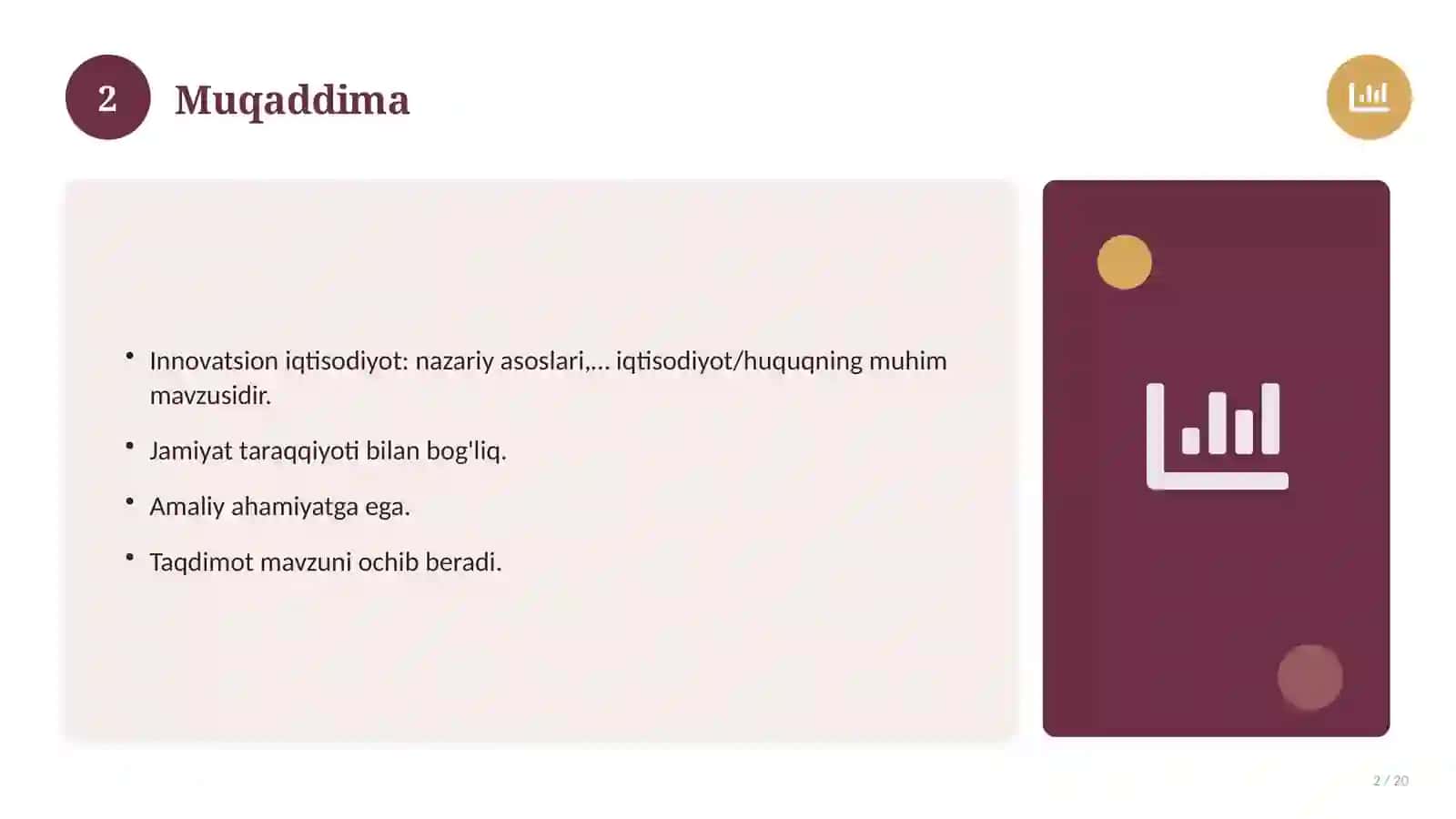 Innovatsion iqtisodiyot: nazariy asoslari, zamonaviy yondashuvda (Magistrlik dissertatsiyasi mavzusi) 2