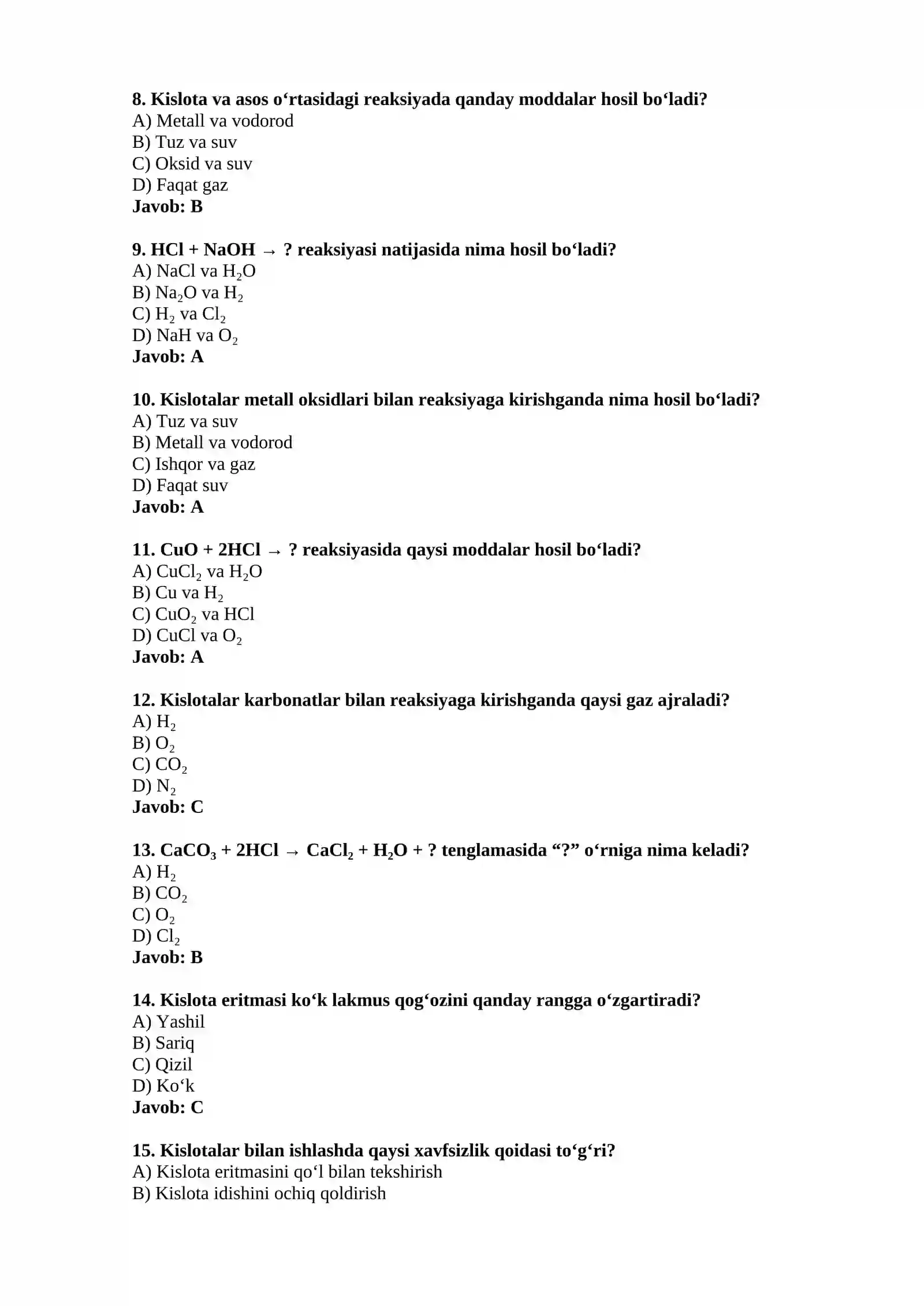 Kislotalarning olinishi va xossalari 2