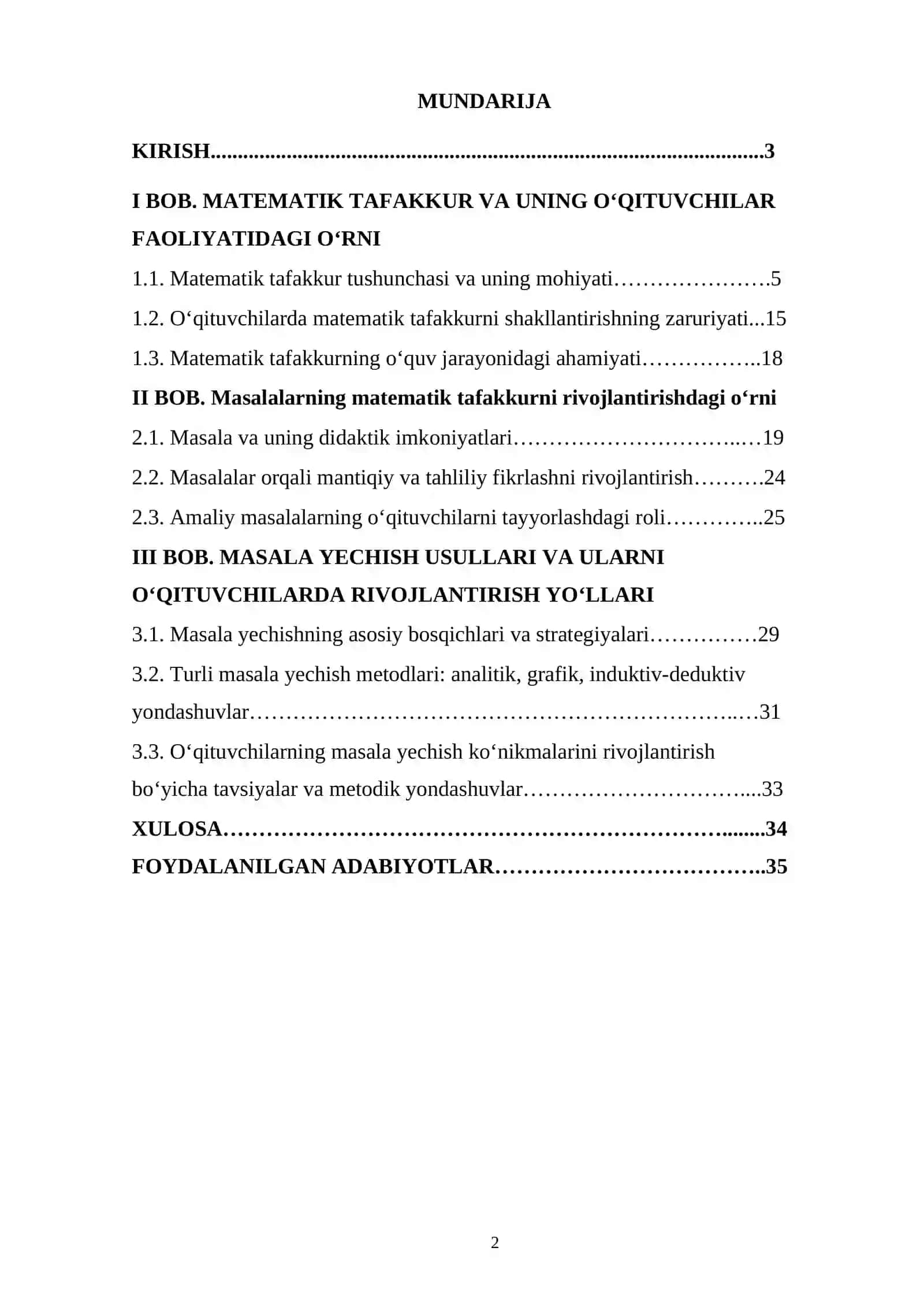 MASALA YECHISH USULLARI VA ULARNI OʻQITUVCHILARDA RIVOJLANTIRISH YOʻLLARI 2