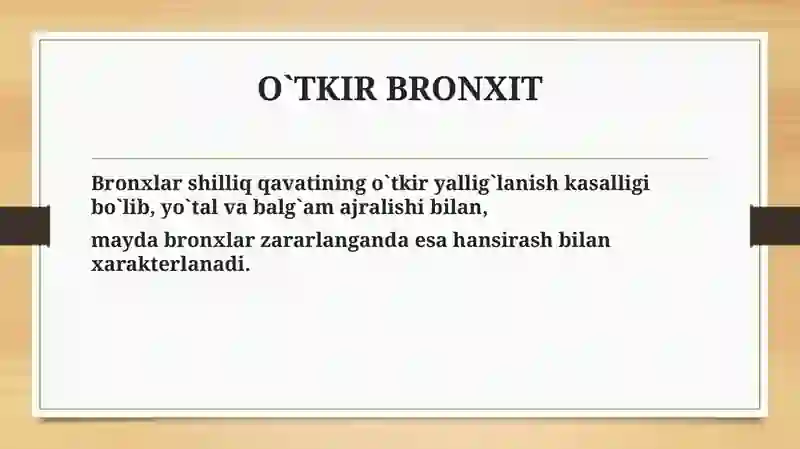 O’tkir va surunkali bronxitlar 2