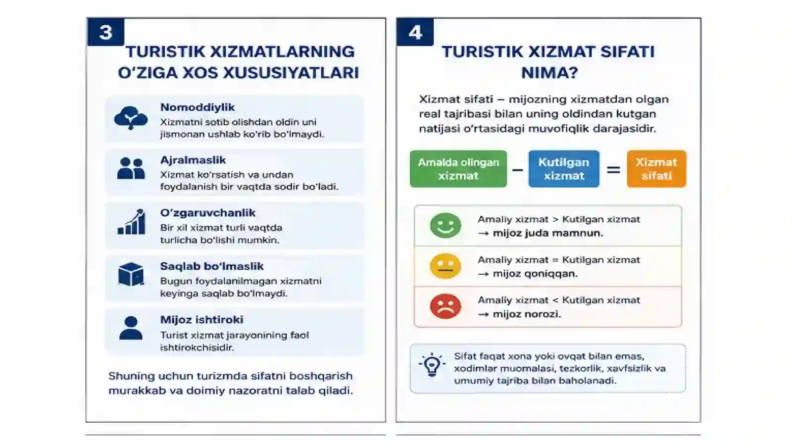 Turistik xizmatlar sifatini baholash va mijozlar qoniqishini boshqarish 2