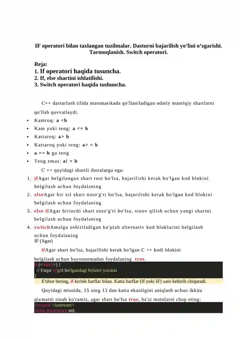 IF operatori bilan taxlangan tuzilmalar 2