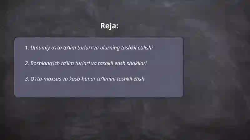 Taʼlim turlari va taʼlimni tashkil etish 2