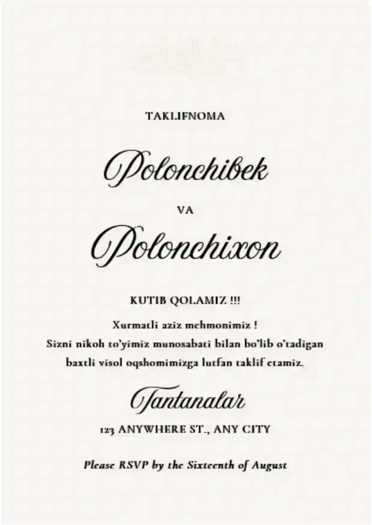 Taklifnoma tahrirlanadigan 2