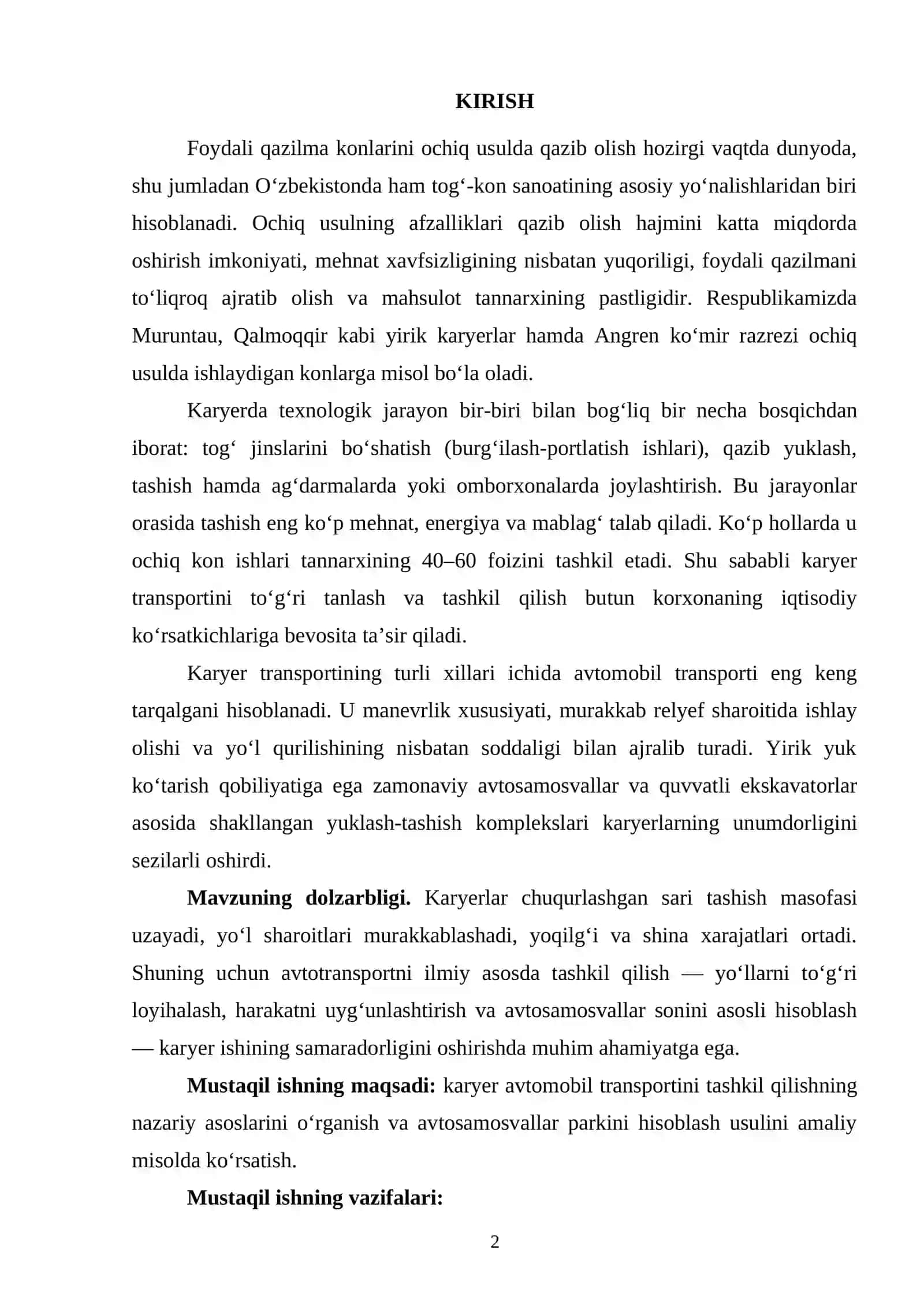 Karyer Avtotransportini Tashkil Qilish 2