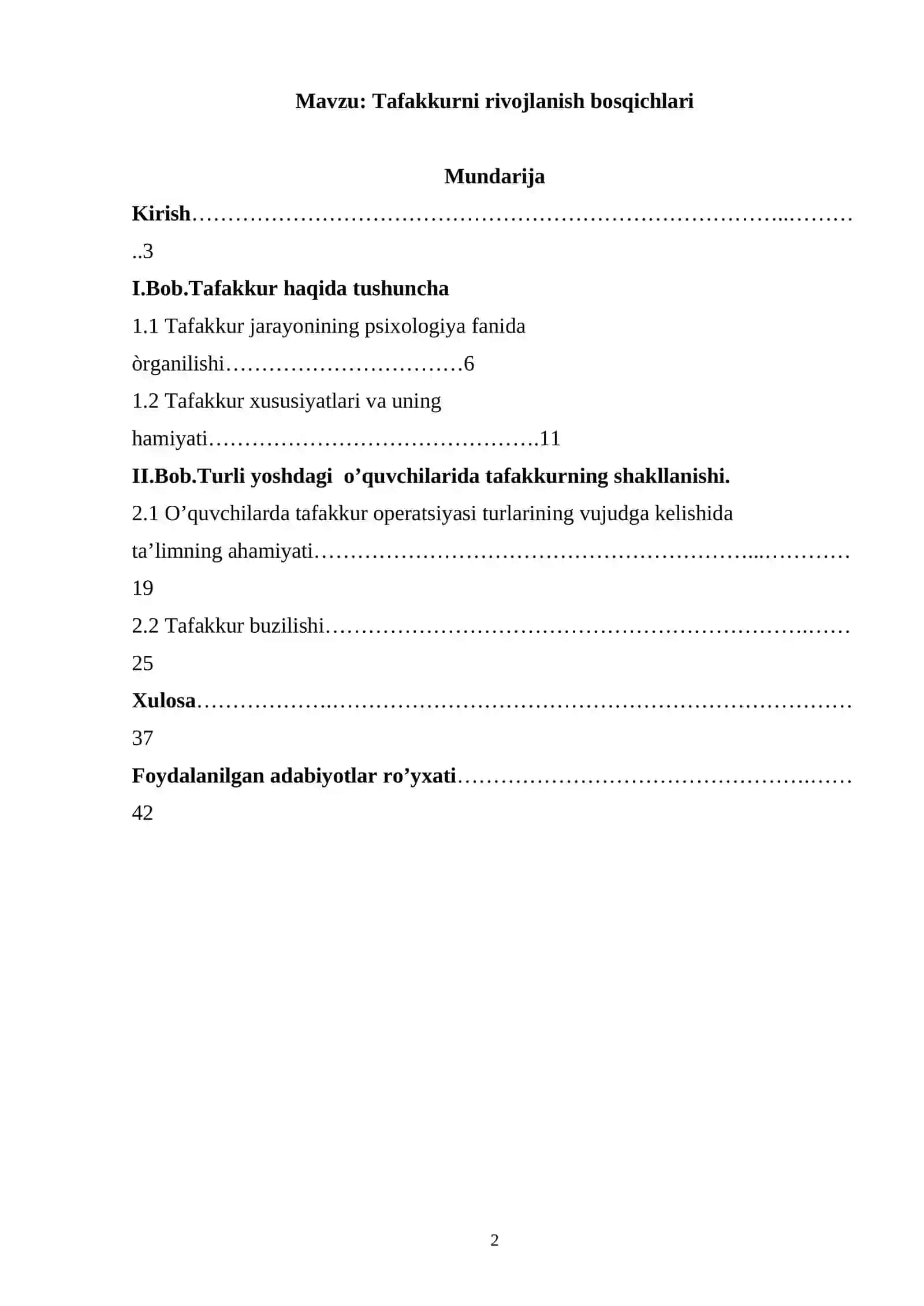 Tafakkurni rivojlanish bosqichlari 2