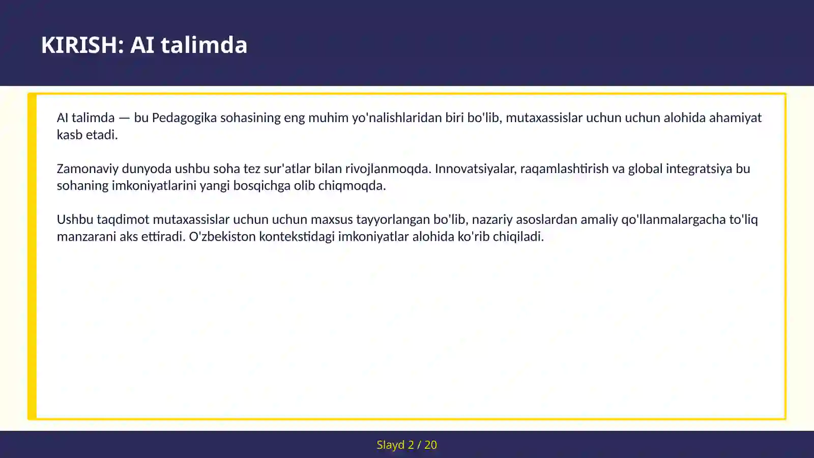 AI talimda 2
