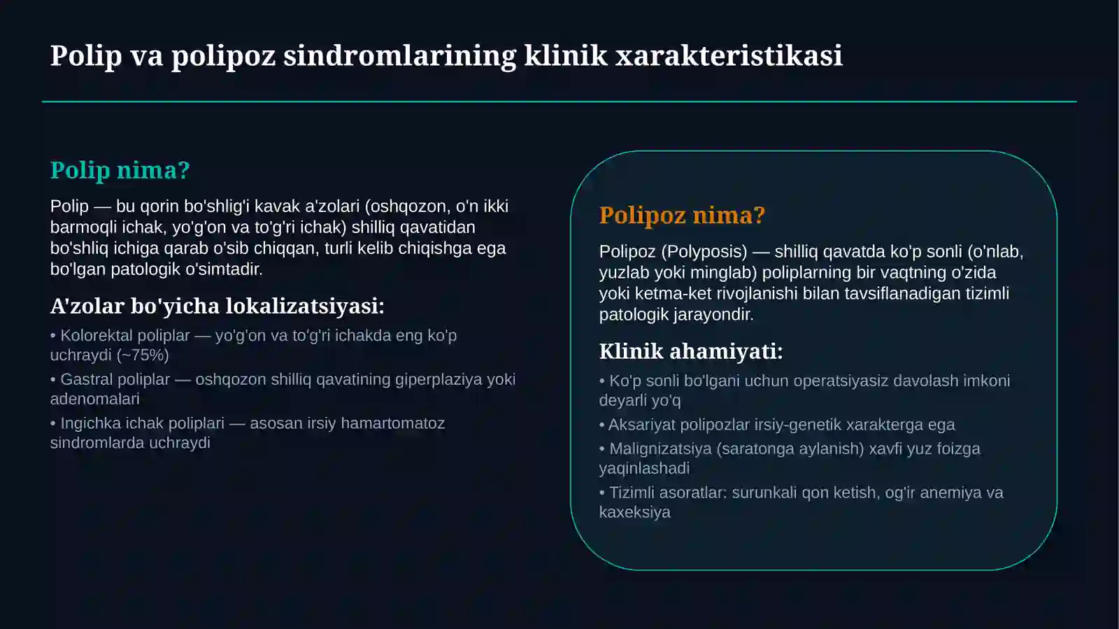 POLIPOZLAR — SABABLARI, TURLARI, TASHXISI VA DAVOLASH USULLARI | 15 SLAYDLI TIBBIY TAQDIMOT 2