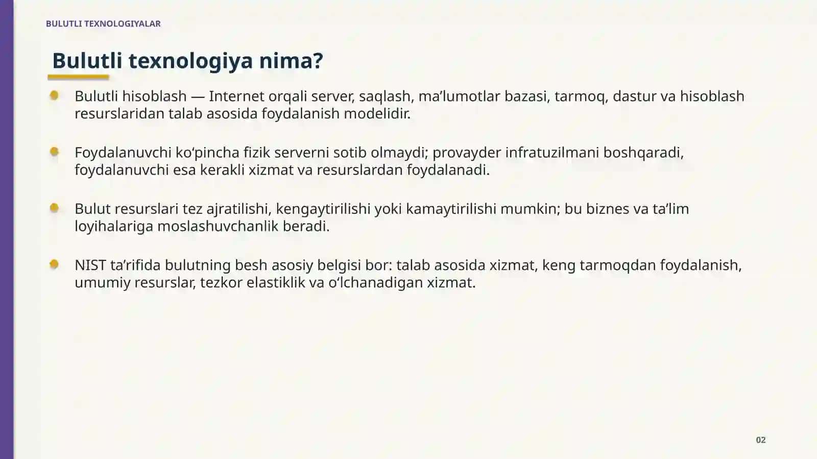 BULUTLI TEXNOLOGIYALAR 2