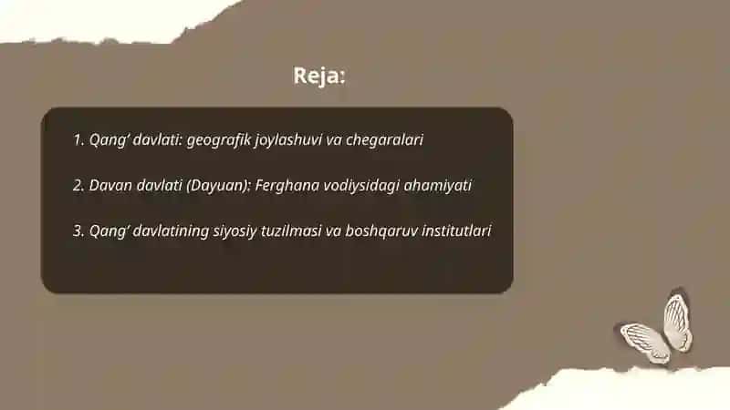 Oʻzbekiston tarixidan Qangʻ va Davan davlatlari 2