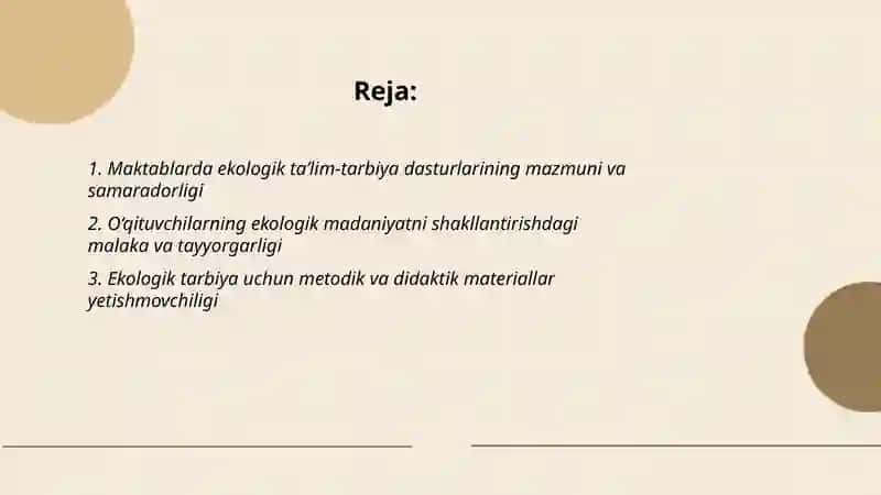Ekologik ta’lim-tarbiya masalalari va muammolari 2