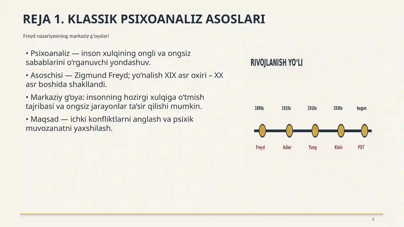 KLASSIK PSIXOANALIZ VA UNING MODIFIKATSIYASI 2