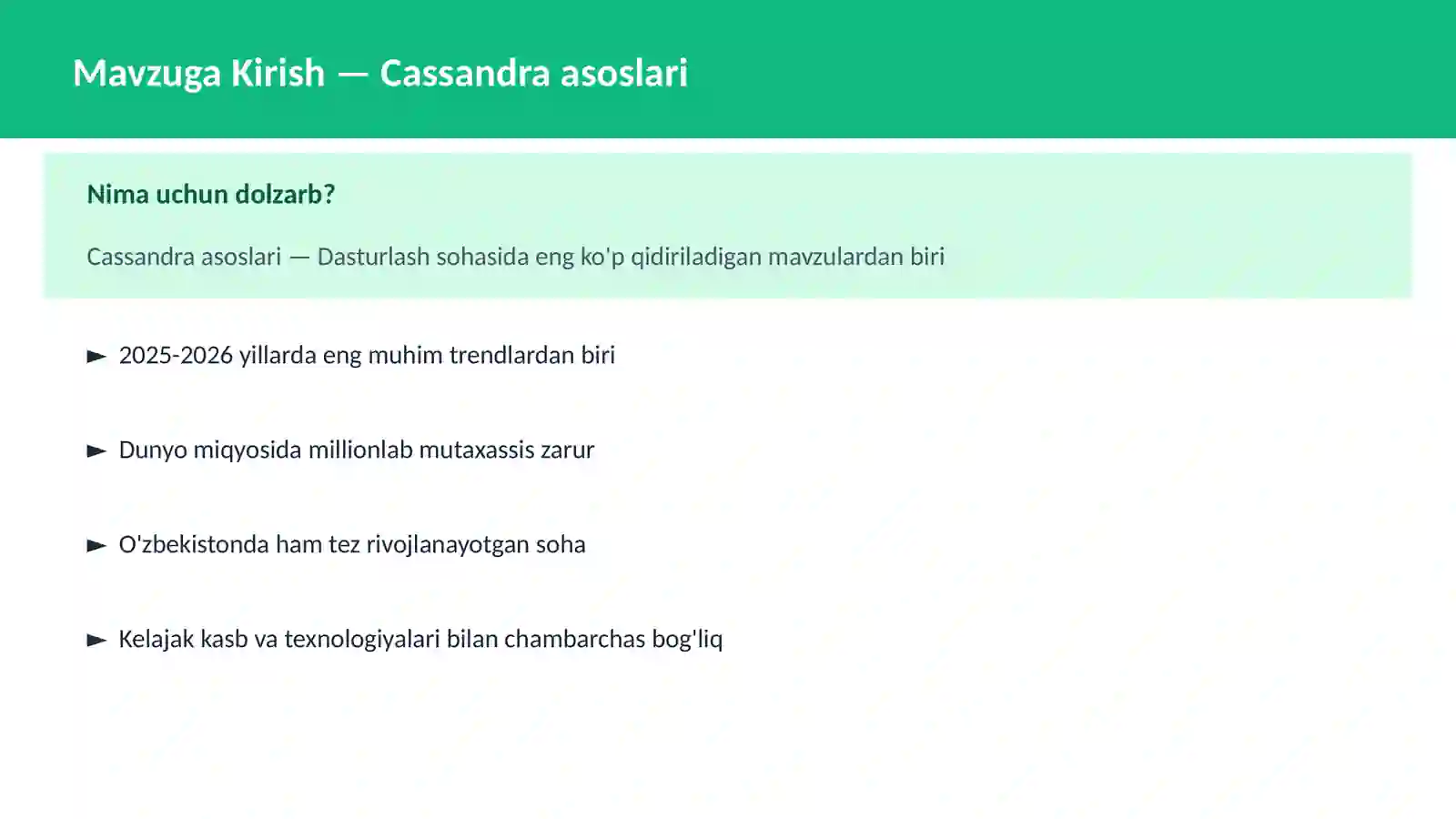 Cassandra asoslari 2
