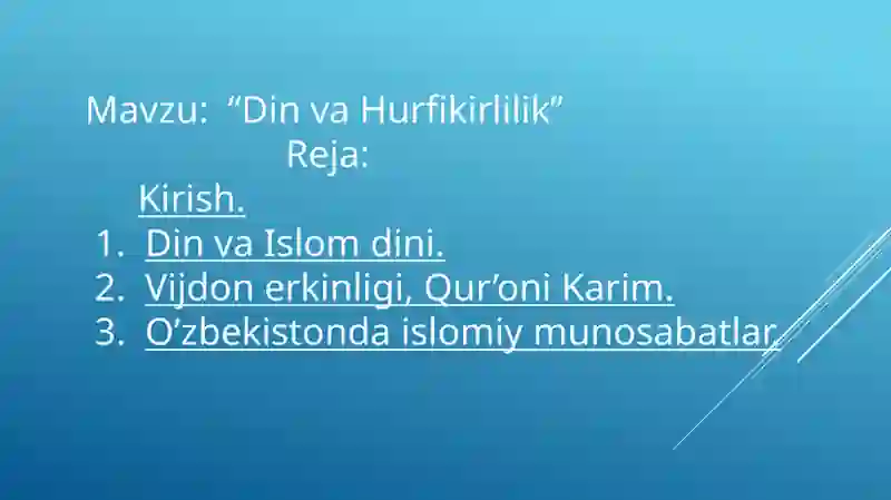 “Din va Hurfikirlilik” 2