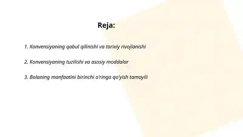 BMTning "Bola huquqlari to'g'risidagi konvensiyasi" 2