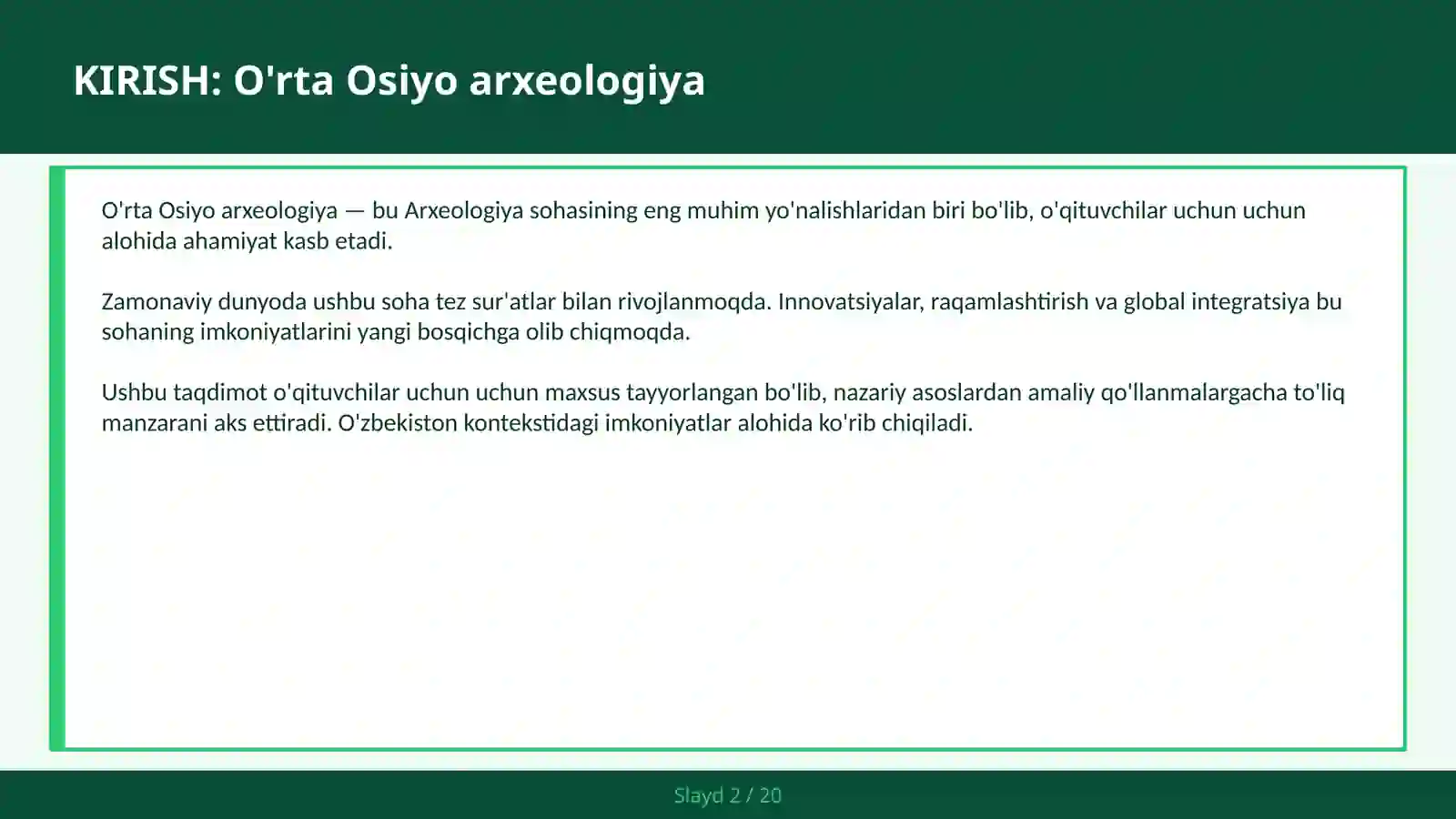 O'rta Osiyo arxeologiya 2