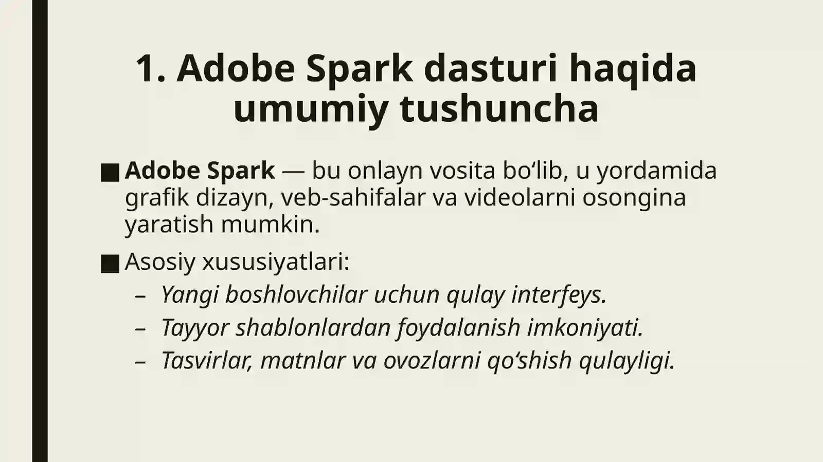 Adobe Spark dasturi 2