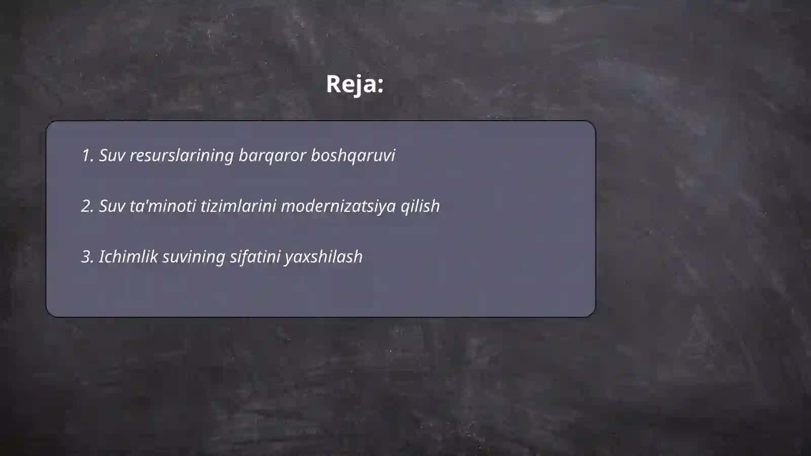Suv resurslarini muhofaza qilish va ulardan oqilona foydalanish 2