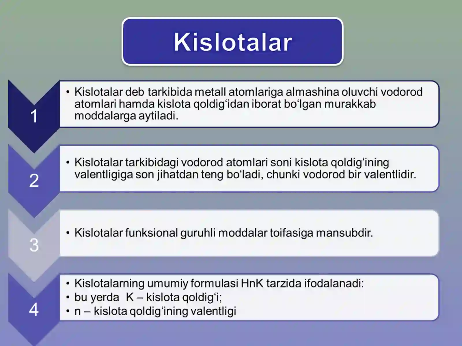 Kislotalar nomlari 2