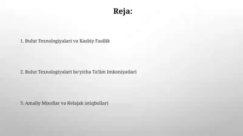 Bulut Texnologiyalari va Kasbiy Faollik 2