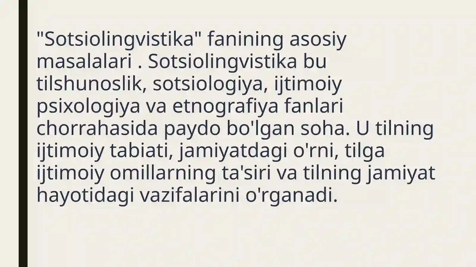 Sotsiolingvistika Fanining Asosiy Masalalari 2