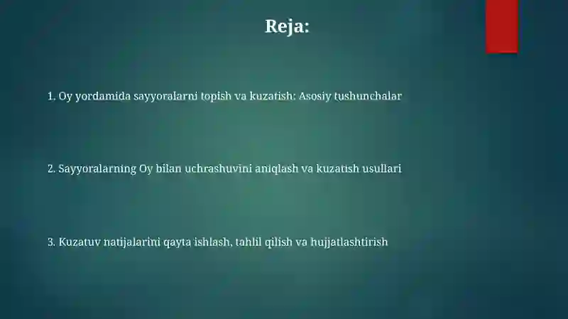 Oy yordamida sayyoralarni topish va kuzatish 2