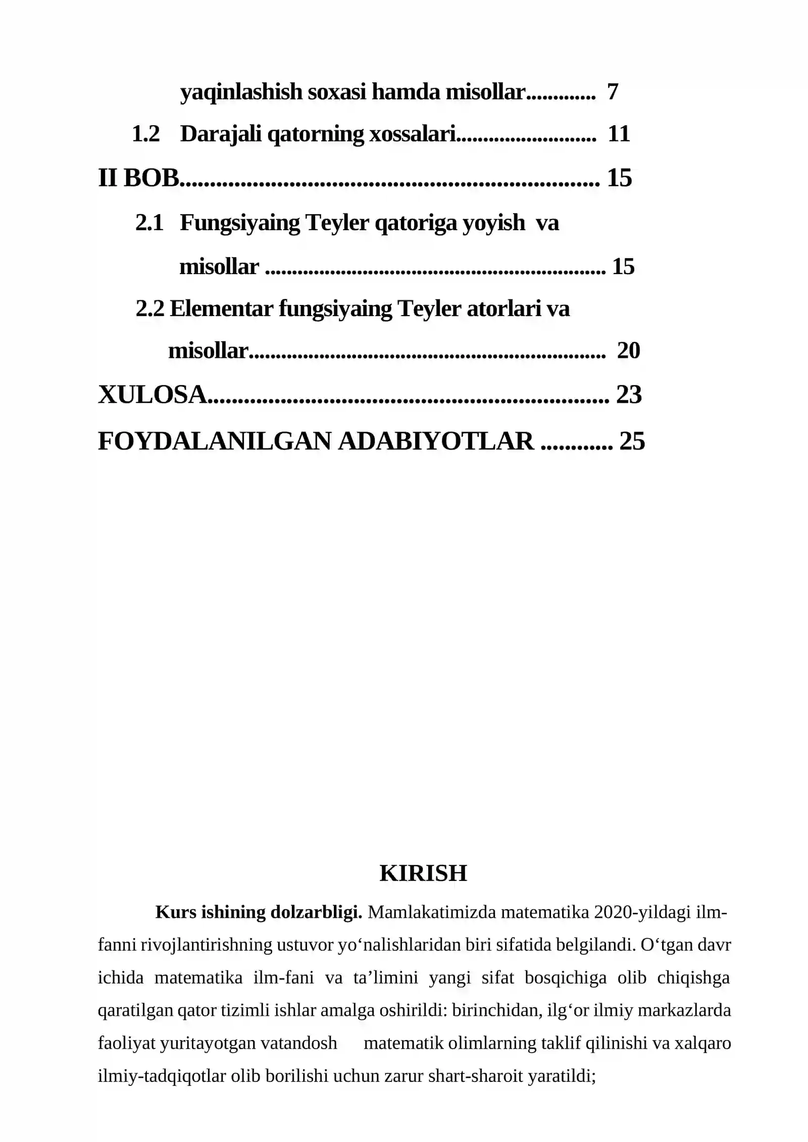 Darajali va teyler qatorlari 2