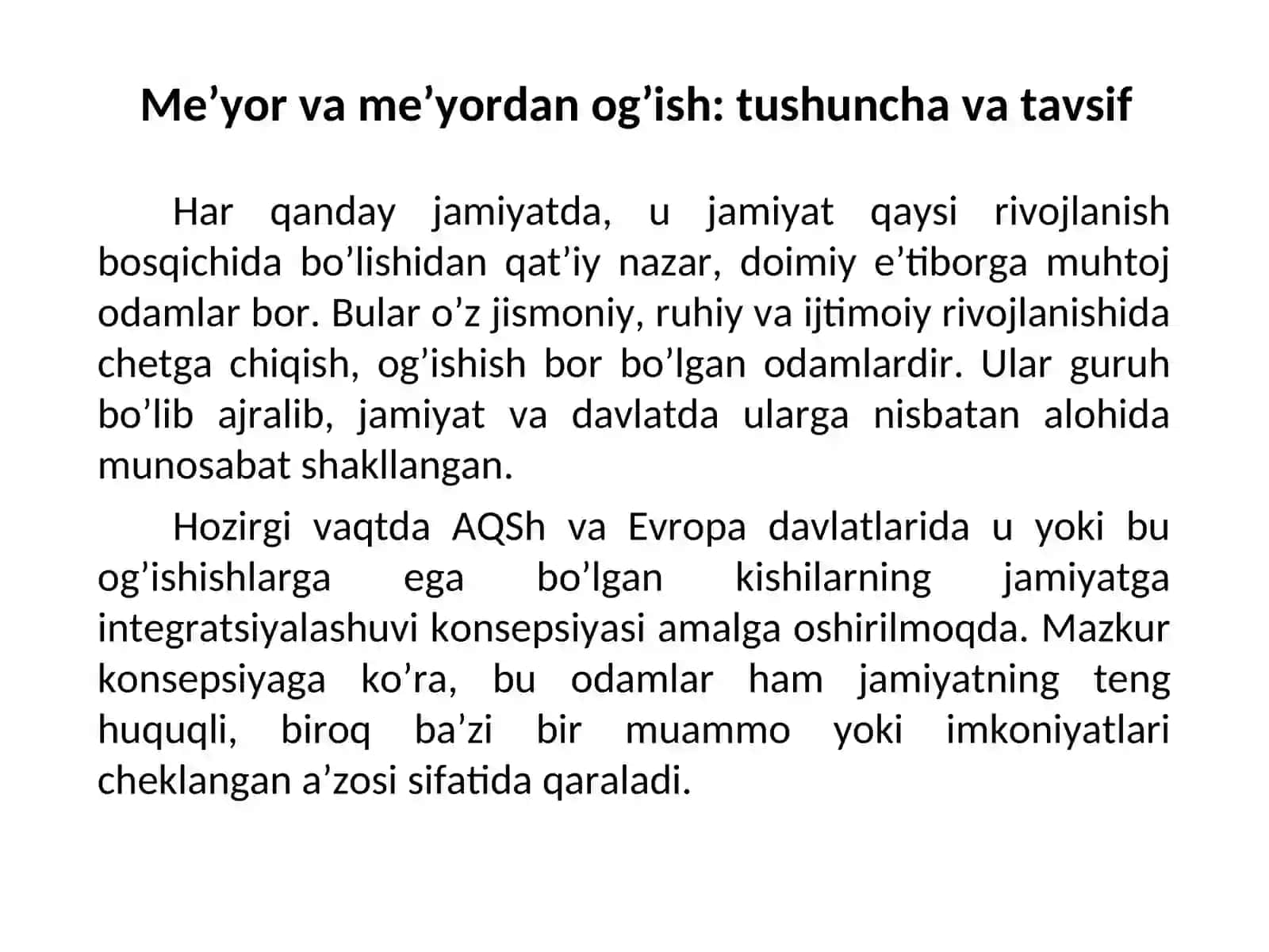 Ijtimoiy pedagogikada me’yor va me’yordan og’ishlik tushunchasi 2