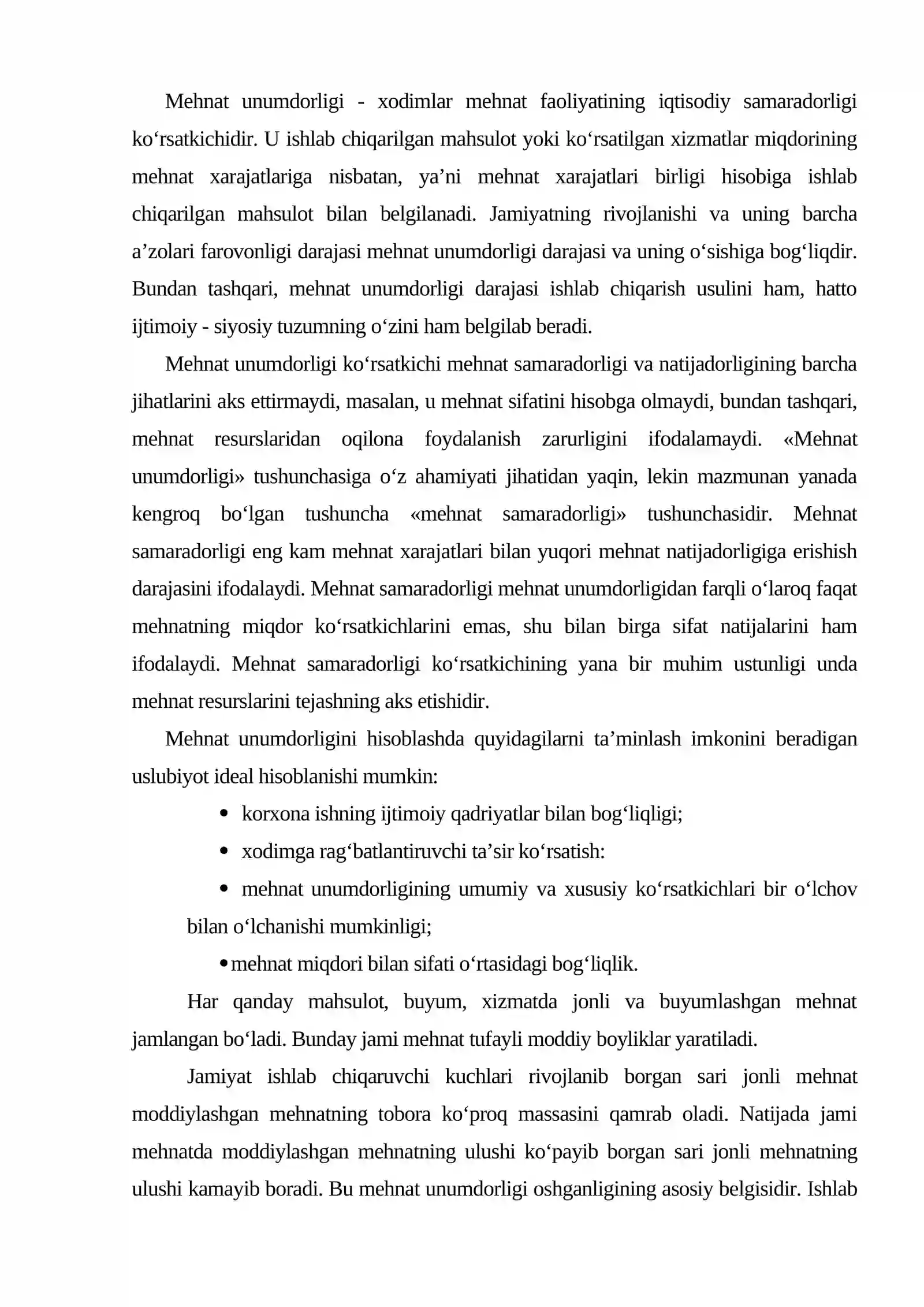 Mehnat unumdorligini oshirish omillari va imkoniyatlari 2