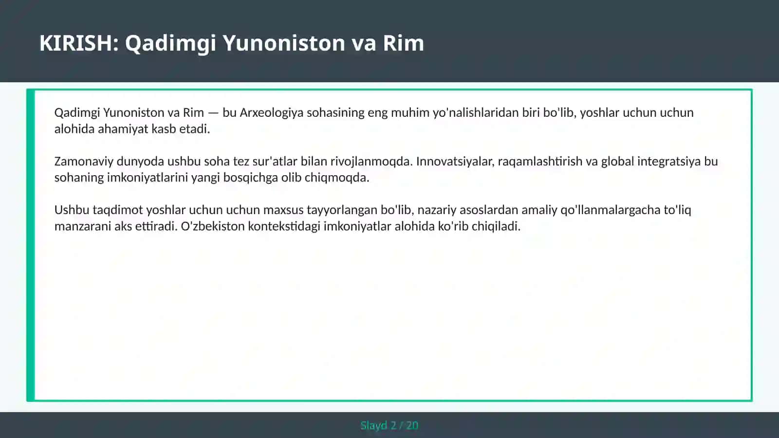 Qadimgi Yunoniston va Rim 2
